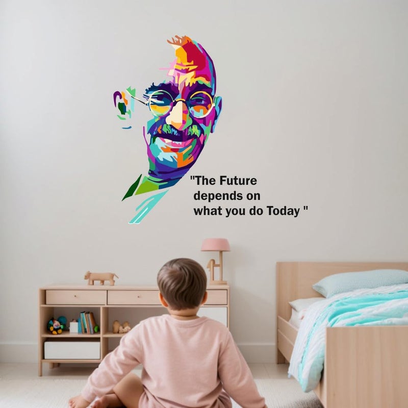 Sky Flying Mahatma Gandhi The Future Quotes Office - Inspirational - Motivational - Quotes - Wall Sticker for Kids Room, Living Room (Size - 78CM X 81CM) - Image 2