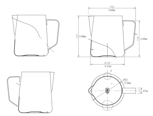 Rattleware 32 oz Latte Art Pitcher – Stainless Steel Frothing Pitcher with Etched Graduation, Tapered Spout, Ergonomic Handle, Professional Steaming Pitcher for Baristas, Cafe and Home Use - Image 5
