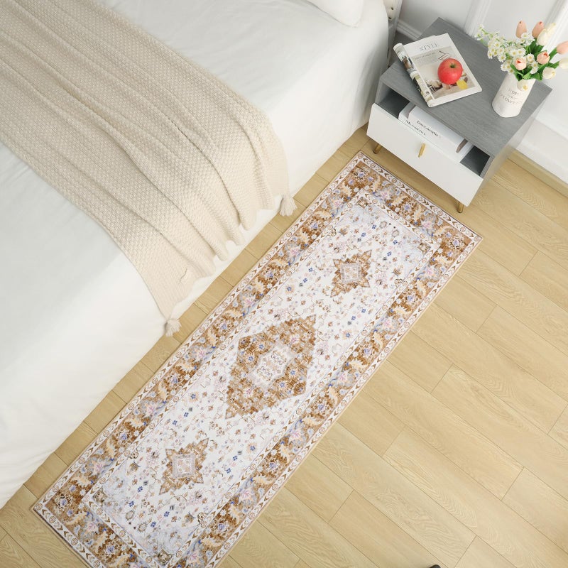 Amearea عتيق التصميم السجاد عداء لغرفة المعيشة 2x6 مجموعة الأزهار القابلة للغسل - Image 3
