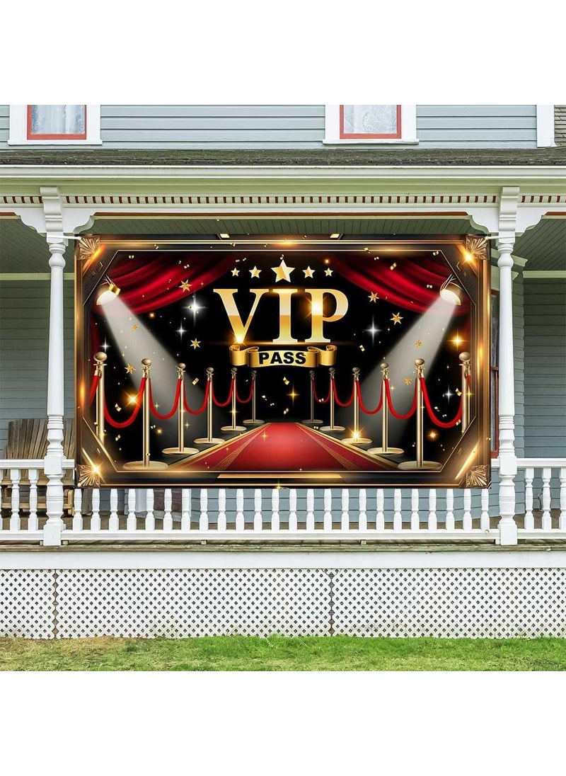 Ticuenicoa Ticuenicoa VIP Backdrop Red Carpet Party Decorations  708x433 Inches Black Gold Movie Theme VIP Star Stage Background for Celebrity Prom Film Premiere Award Ceremony  Birthday Photo Studio Props  - Image 2
