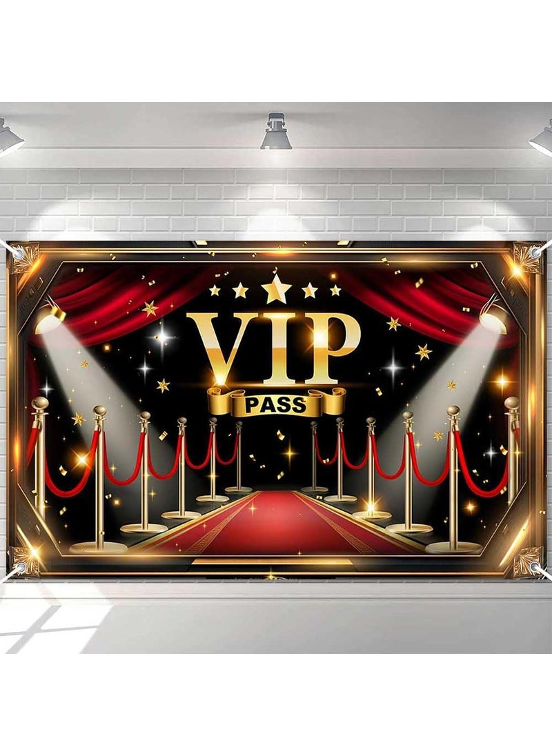Ticuenicoa Ticuenicoa VIP Backdrop Red Carpet Party Decorations  708x433 Inches Black Gold Movie Theme VIP Star Stage Background for Celebrity Prom Film Premiere Award Ceremony  Birthday Photo Studio Props  - Image 1