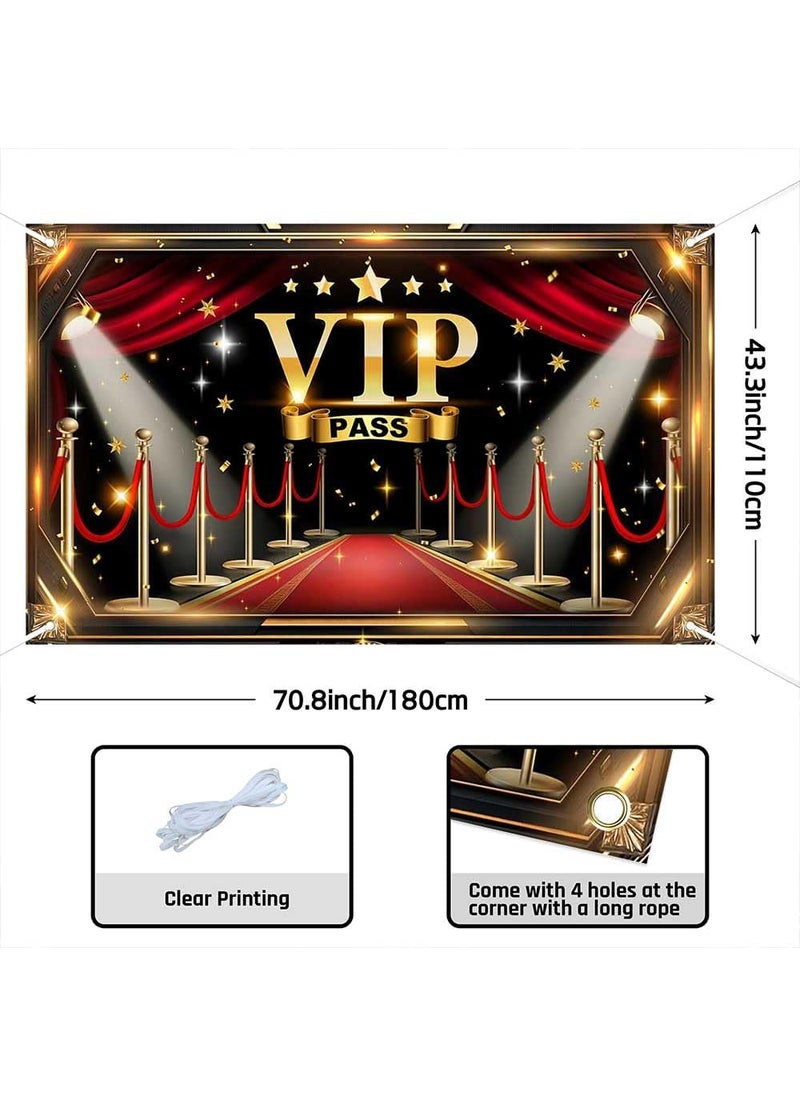 Ticuenicoa Ticuenicoa VIP Backdrop Red Carpet Party Decorations  708x433 Inches Black Gold Movie Theme VIP Star Stage Background for Celebrity Prom Film Premiere Award Ceremony  Birthday Photo Studio Props  - Image 3