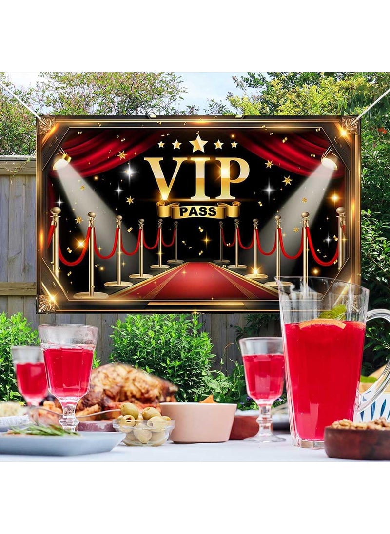 Ticuenicoa Ticuenicoa VIP Backdrop Red Carpet Party Decorations  708x433 Inches Black Gold Movie Theme VIP Star Stage Background for Celebrity Prom Film Premiere Award Ceremony  Birthday Photo Studio Props  - Image 5