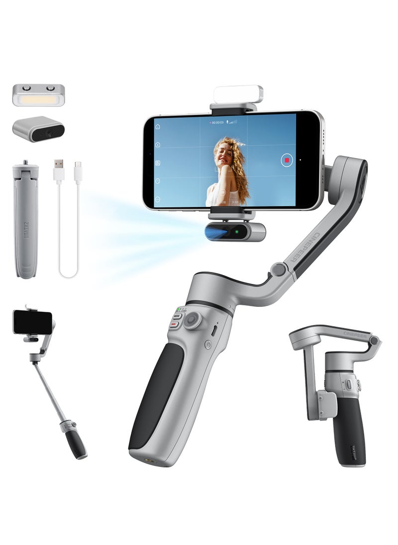 Zhiyun ZHIYUN CINEPEER CQ5 Combo [Official] Gimbal Stabilizer for Smartphone, 3-Axis Phone Gimbal with AI Tracker, Magnetic Fill Light, Extension Rod, Voice Control, Phone Stabilizer for iPhone & Android  - Image 1