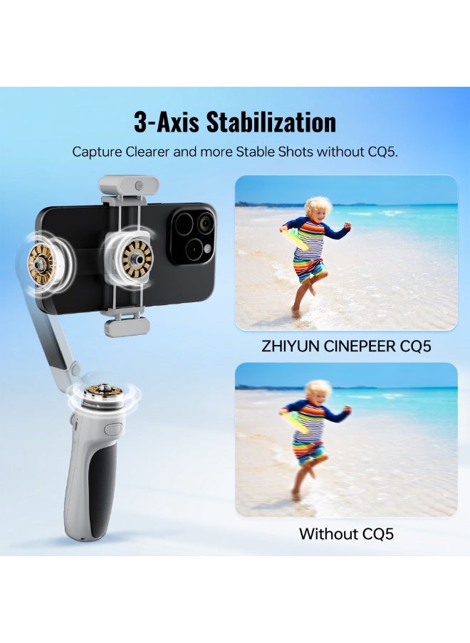 ZHIYUN CINEPEER CQ5 Combo [Official] Gimbal Stabilizer for Smartphone, 3-Axis Phone Gimbal with AI Tracker, Magnetic Fill Light, Extension Rod, Voice Control, Phone Stabilizer for iPhone & Android