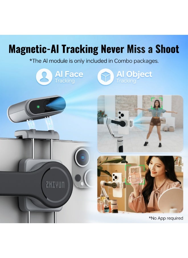 Zhiyun ZHIYUN CINEPEER CQ5 Combo [Official] Gimbal Stabilizer for Smartphone, 3-Axis Phone Gimbal with AI Tracker, Magnetic Fill Light, Extension Rod, Voice Control, Phone Stabilizer for iPhone & Android  - Image 2