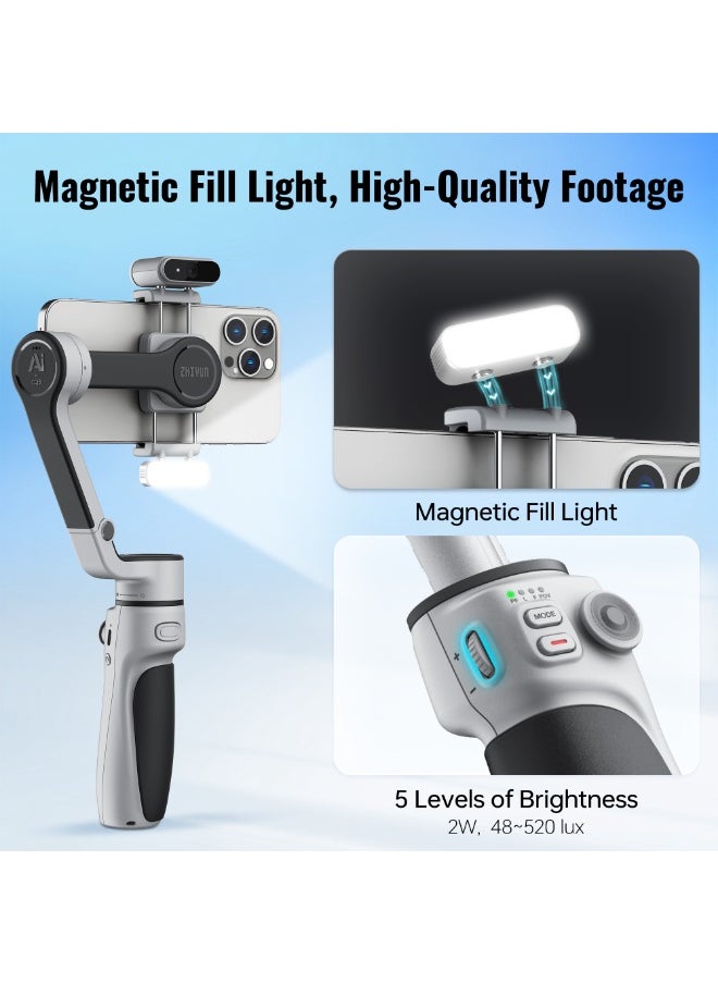 Zhiyun ZHIYUN CINEPEER CQ5 Combo [Official] Gimbal Stabilizer for Smartphone, 3-Axis Phone Gimbal with AI Tracker, Magnetic Fill Light, Extension Rod, Voice Control, Phone Stabilizer for iPhone & Android  - Image 3