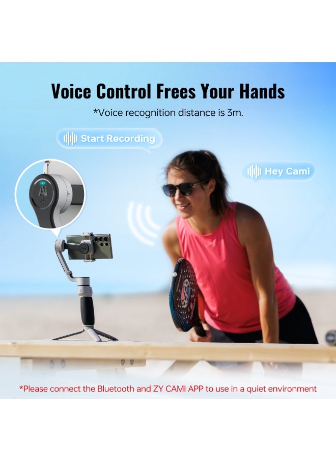 ZHIYUN CINEPEER CQ5 Combo [Official] Gimbal Stabilizer for Smartphone, 3-Axis Phone Gimbal with AI Tracker, Magnetic Fill Light, Extension Rod, Voice Control, Phone Stabilizer for iPhone & Android
