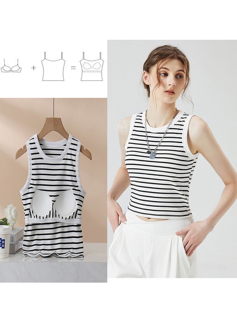 ASIV 95% Cotton French design striped top with chest pad - Image 1