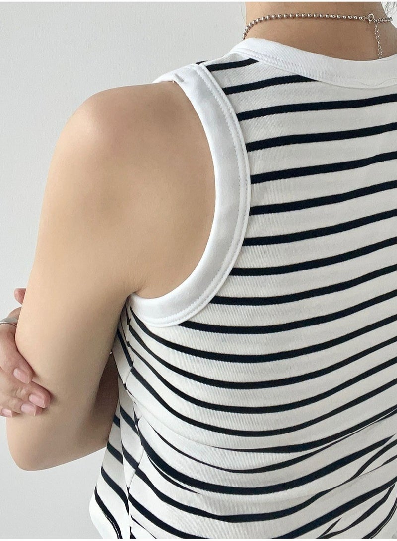 ASIV 95% Cotton French design striped top with chest pad - Image 3