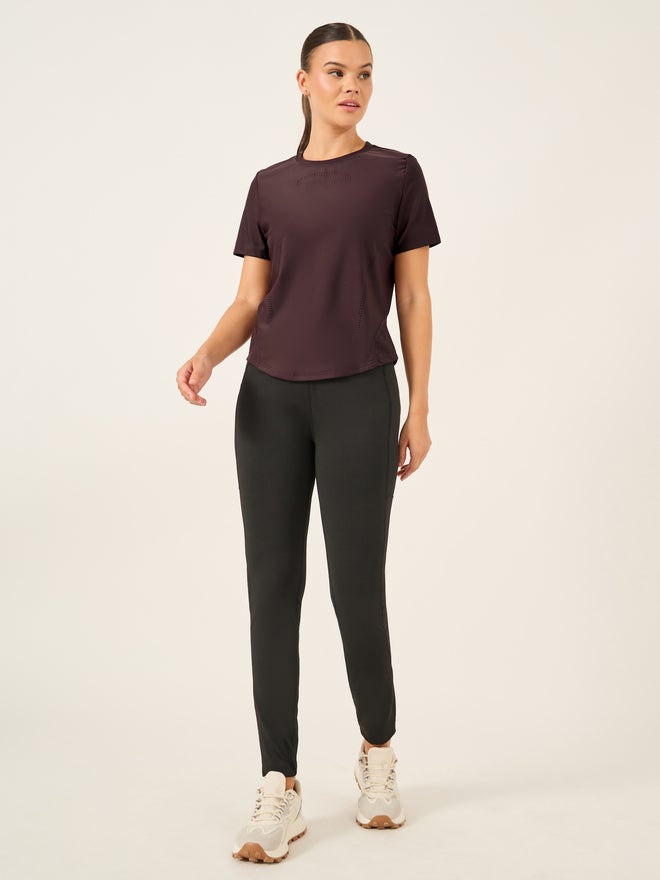 Styli Styli Active Laser Cut and Back Reflective Stripe Detail Short Sleeves Top  - Image 3
