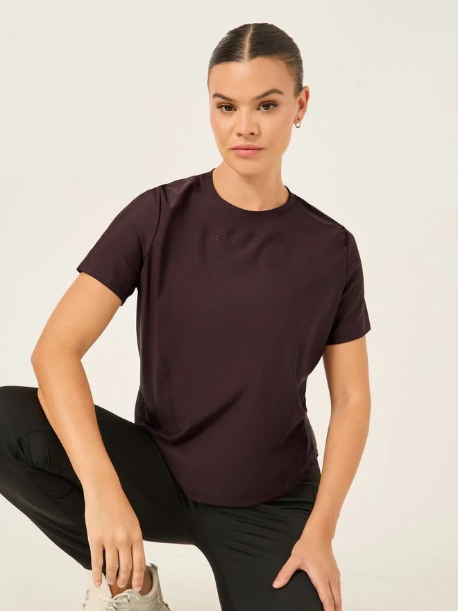 Styli Active Laser Cut and Back Reflective Stripe Detail Short Sleeves Top