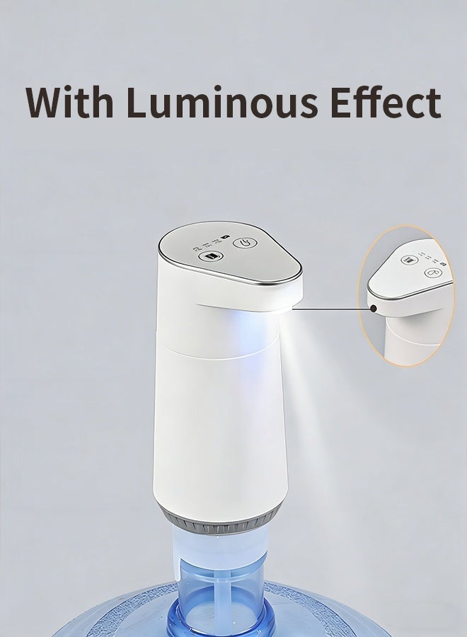 Yaqeen Water Pump with Night Light, 5 Gallon Water Bottle Pump, Low-Noise Powerful Twin Pumps Jet Flow 2 Nozzles 3-Level Quantitative Water Output, Portable Electric Water Pump,Usb C Charging For Office, Home, Kitchen - Image 4