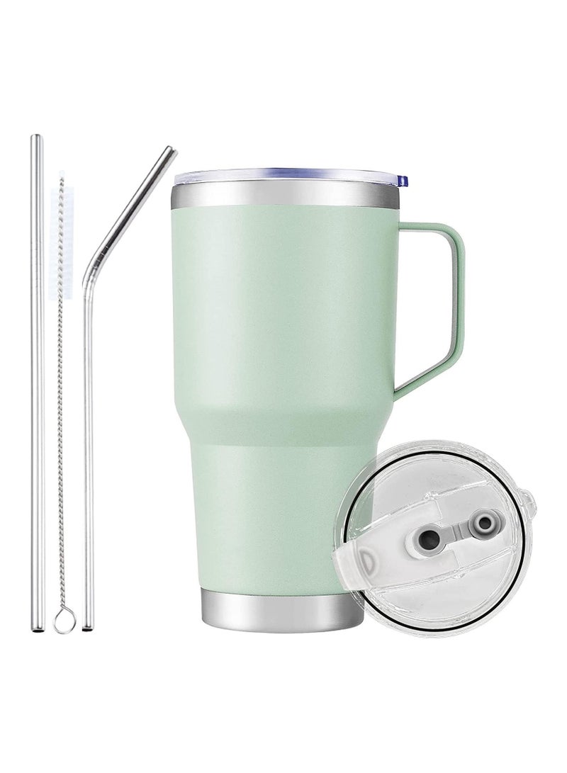 Generic 30oz Insulated Tumbler with Handle and Straws, Metal Steel Double Vacuum Coffee Tumbler Cup, Powder Coated Travel Mug for Home, Office, Travel, Party, Car - Image 1