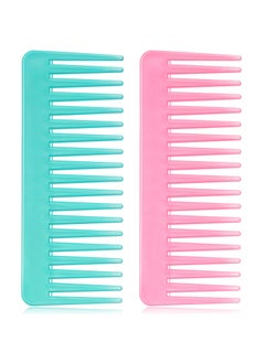 Patelai Large Hair Detangling Comb Wide Tooth Comb for Curly Hair Wet Dry Hair No Handle Detangler Comb Styling Shampoo Comb Cyan Pink 