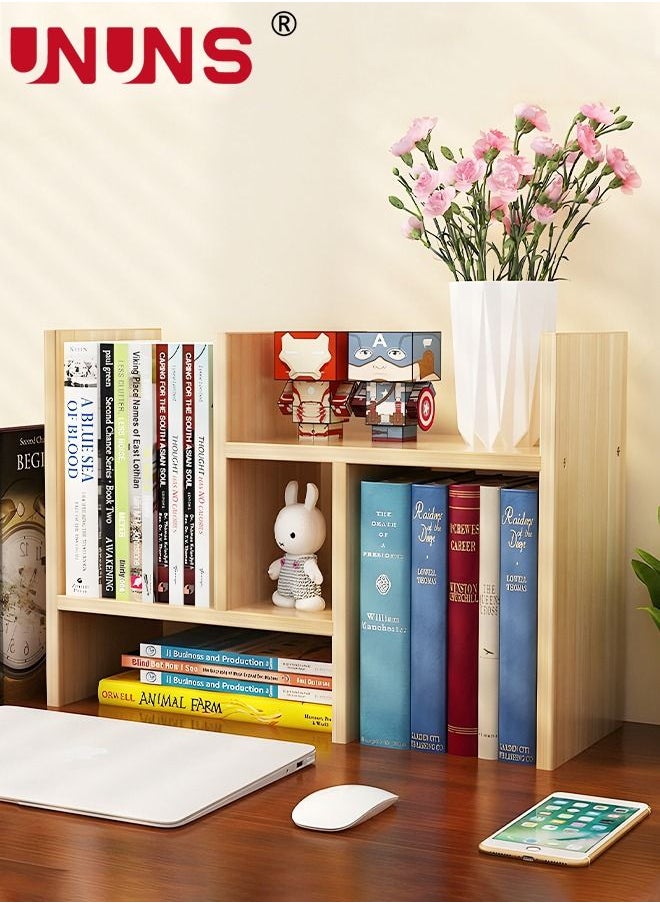 UNUNS - Desktop Bookcase,Expandable Wood Desktop Bookshelf,Desktop Organizer Office Storage Rack,Free Style Rotation Display Shelf,Desk Top Shelfing,Home Decor - Image 1