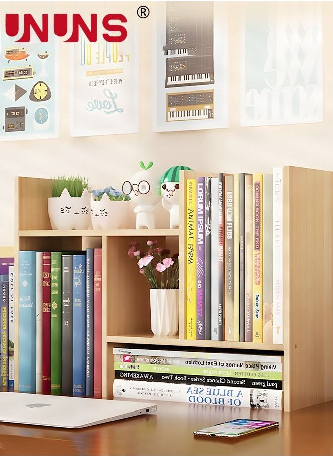UNUNS - Desktop Bookcase,Expandable Wood Desktop Bookshelf,Desktop Organizer Office Storage Rack,Free Style Rotation Display Shelf,Desk Top Shelfing,Home Decor - Image 1