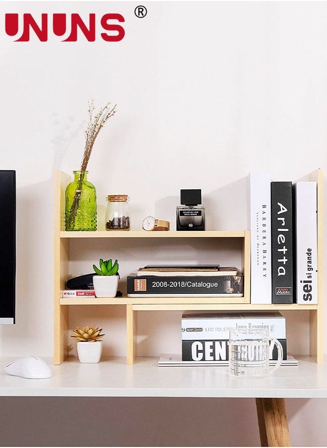 UNUNS - Desktop Bookcase,Expandable Wood Desktop Bookshelf,Desktop Organizer Office Storage Rack,Free Style Rotation Display Shelf,Desk Top Shelfing,Home Decor - Image 1