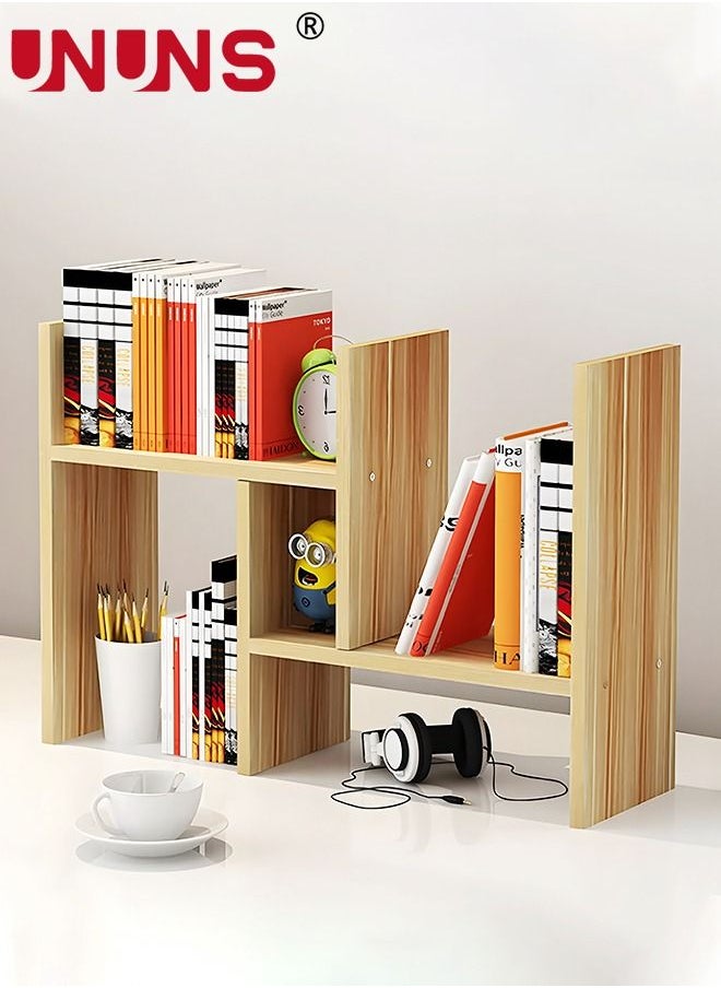 UNUNS - Desktop Bookcase,Expandable Wood Desktop Bookshelf,Desktop Organizer Office Storage Rack,Free Style Rotation Display Shelf,Desk Top Shelfing,Home Decor - Image 1