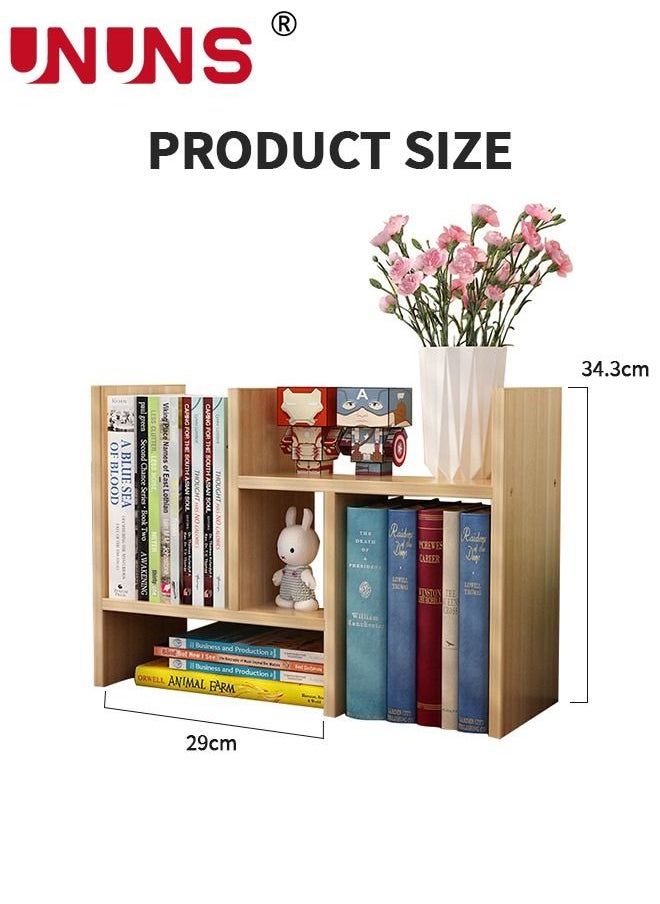 UNUNS - Desktop Bookcase,Expandable Wood Desktop Bookshelf,Desktop Organizer Office Storage Rack,Free Style Rotation Display Shelf,Desk Top Shelfing,Home Decor - Image 1