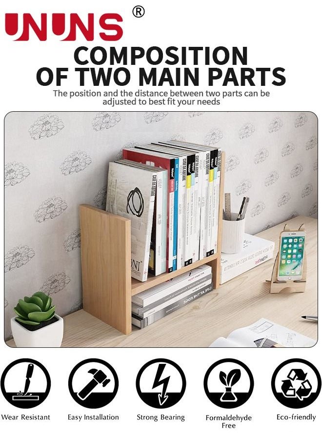 UNUNS - Desktop Bookcase,Expandable Wood Desktop Bookshelf,Desktop Organizer Office Storage Rack,Free Style Rotation Display Shelf,Desk Top Shelfing,Home Decor - Image 1
