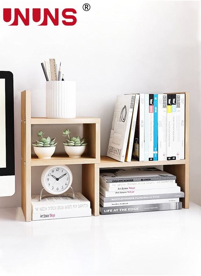 UNUNS - Desktop Bookcase,Expandable Wood Desktop Bookshelf,Desktop Organizer Office Storage Rack,Free Style Rotation Display Shelf,Desk Top Shelfing,Home Decor - Image 1