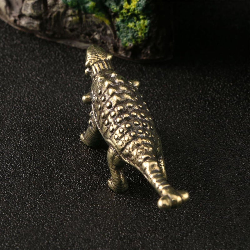 Vintage Brass Dinosaur Figurine Metal Decor Collectible Ornament For Home Office - Image 5