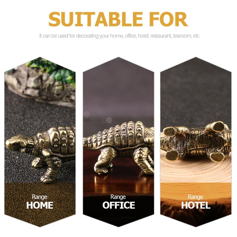 Vintage Brass Dinosaur Figurine Metal Decor Collectible Ornament For Home Office - Image 4