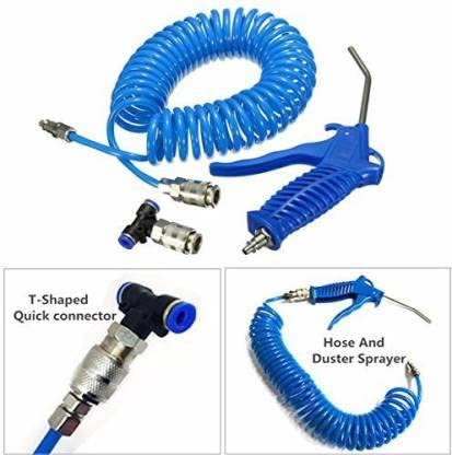 SHASALES SHASALES Air Blow Spray Gun and Recoil Hose 5M 19685Inch with Dust Clean Nozzle Coil Spring Compressor - Image 4