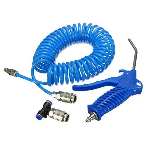 SHASALES SHASALES Air Blow Spray Gun and Recoil Hose 5M 19685Inch with Dust Clean Nozzle Coil Spring Compressor - Image 1