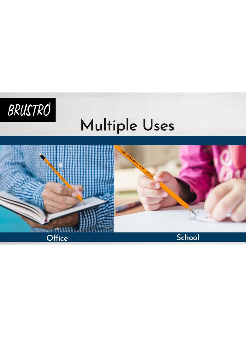 BRUSTRO 2HB Pencils Pack of 12 Strong Grip Extra Dark with Eraser Tip PreSharpened Smooth Handwriting Drawing Sketching Mandala Graphite Ideal for Students and Adults School Office use