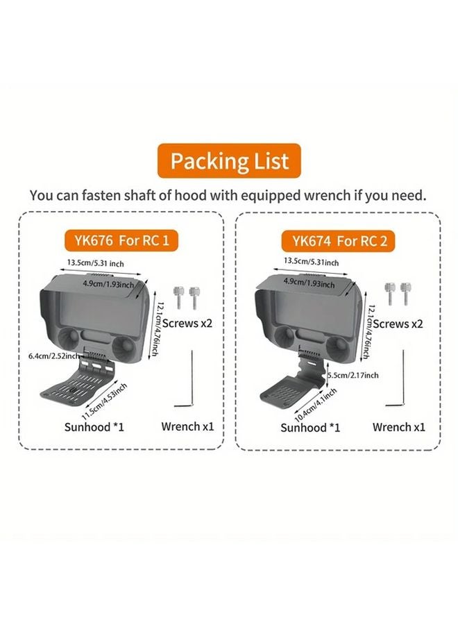 DJI RC 2 Remote Control Protection Shell With 2 in 1 Screen Protector And Sunshade - Image 3