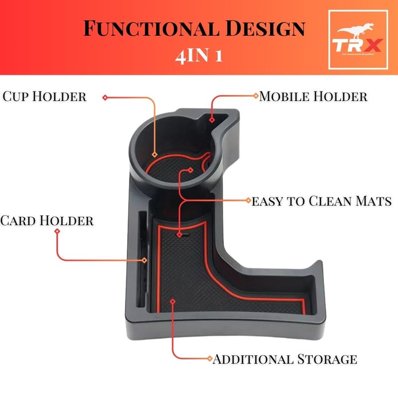 TRX AUTO Center Console Cup Holder Storage Tray Accessories For Suzuki Jimny 2 Door & Jimny 5 Door 2018 To 2025 AUTOMATIC ONLY| Suzuki Jimny Compatible Car Accessories | Jimny 2025 cup holder - Image 3