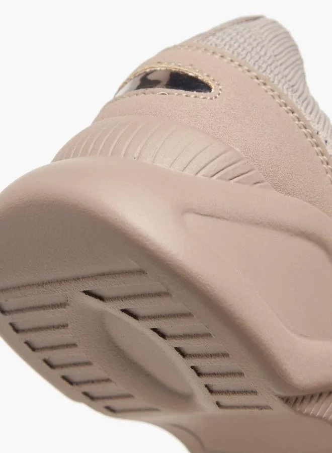 Flora Bella By Shoexpress TAUPE Flora Bella Textured Lace-Up Sneakers for Women | Best Price UAE