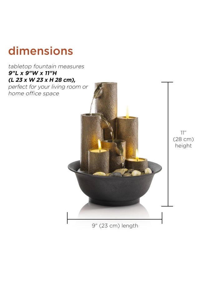 Alpine Corporation Wct202 Tiered Column Tabletop Fountain W  3 Candles  11 Inch Tall  Brown  - Image 3