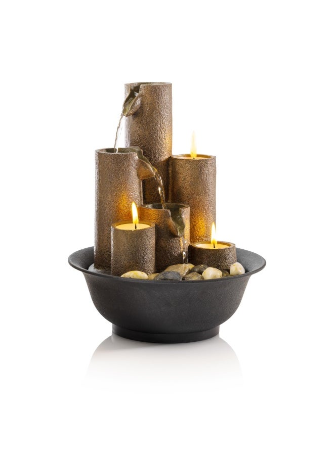 Alpine Corporation Wct202 Tiered Column Tabletop Fountain W  3 Candles  11 Inch Tall  Brown  - Image 5