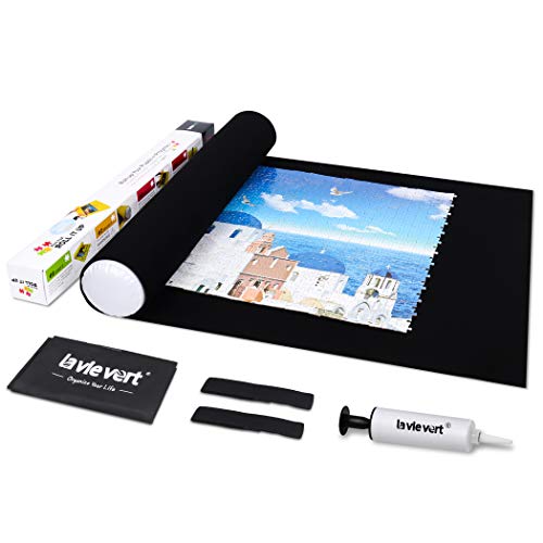 Lavievert Jigsaw Puzzle Mat Roll Up with Drawstring Storage Bag Hand Pump Portable Puzzle Board for Adults Long Box Package No Folded Creases Felt Mat Saver Keeper for Games Up to 1500 Pieces - Image 1