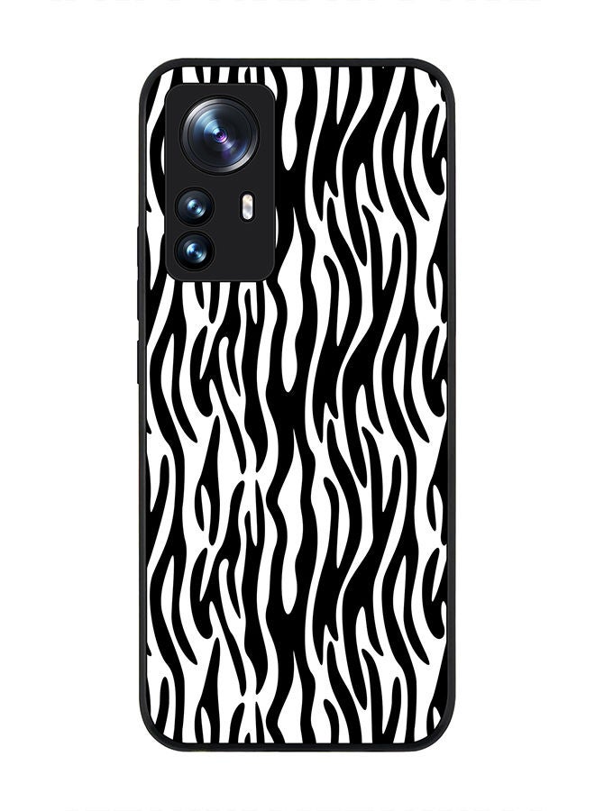 Stylizedd Rugged Black edge case for Xiaomi 12 Pro Slim fit Soft Case Flexible Rubber Edges Anti Drop TPU Gel Thin Cover - Zebra Stripes - Image 1