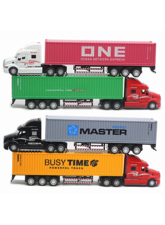Alloy American Style Container Truck Toy 148 Scale Semi-trailer Truck Sound Light Car Model Product-Color:White American Container Truck - Image 5