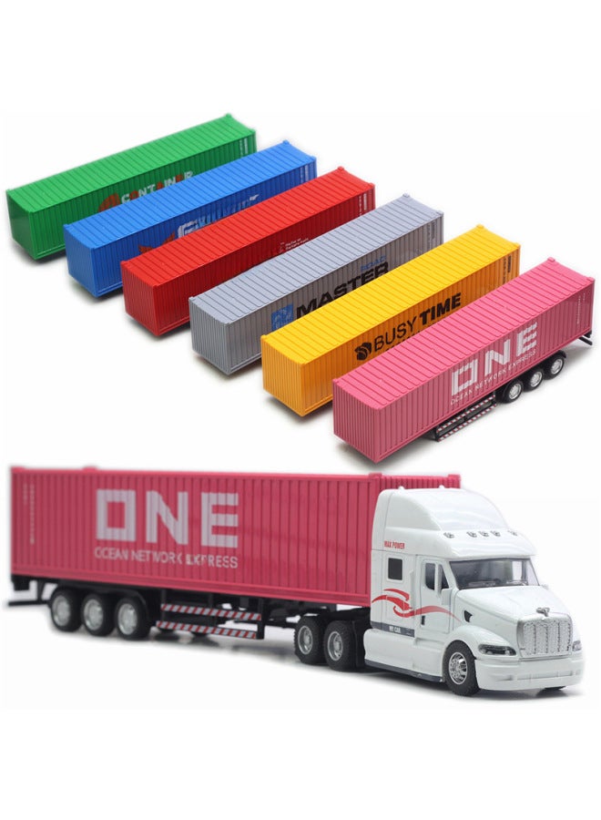 Alloy American Style Container Truck Toy 148 Scale Semi-trailer Truck Sound Light Car Model Product-Color:White American Container Truck - Image 4