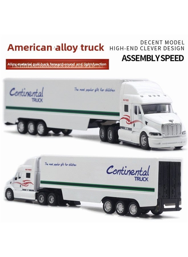 Alloy American Style Container Truck Toy 148 Scale Semi-trailer Truck Sound Light Car Model Product-Color:White American Container Truck - Image 1