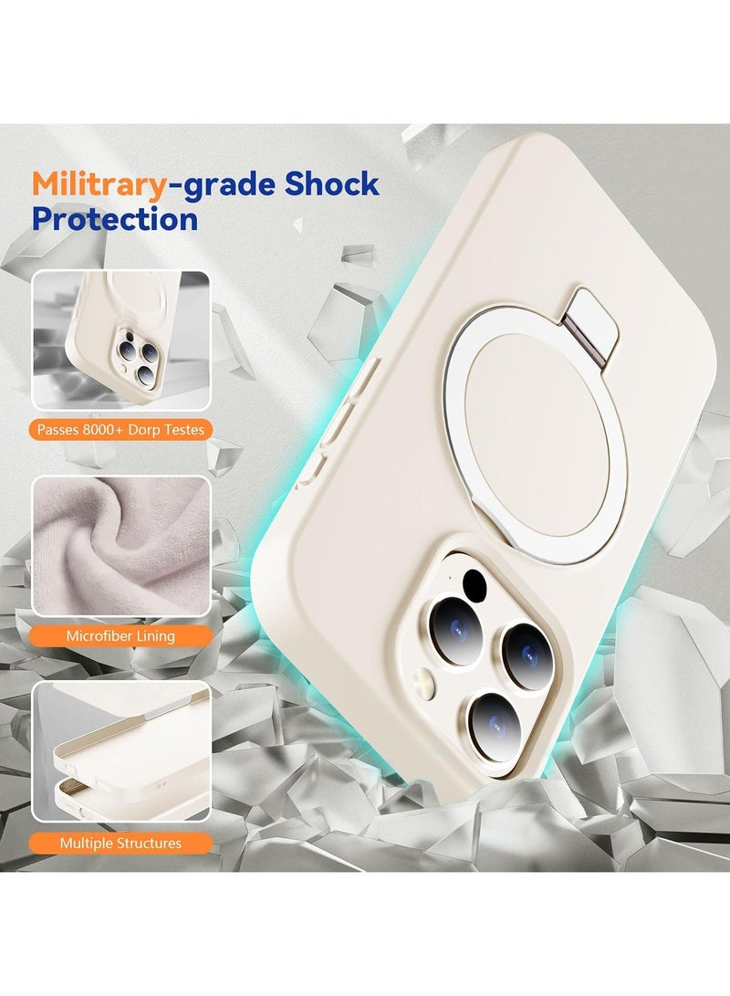 غطاء حماية من السيليكون مصمم لهاتف ايفون 16 برو 6.3 بوصة متوافق مع الشحن اللاسلكي ماكسيف 3 في 1 [مغناطيسي + حامل + حامل حلقي] غطاء نحيف مع ستاند مخفي - Image 3