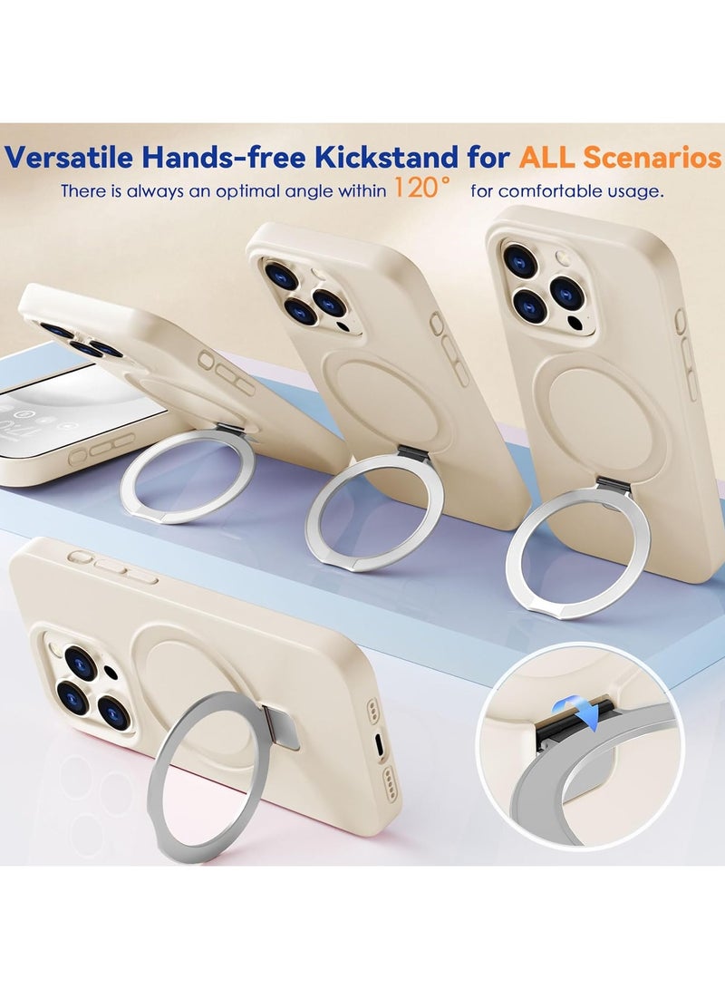 غطاء حماية من السيليكون مصمم لهاتف ايفون 16 برو 6.3 بوصة متوافق مع الشحن اللاسلكي ماكسيف 3 في 1 [مغناطيسي + حامل + حامل حلقي] غطاء نحيف مع ستاند مخفي - Image 4