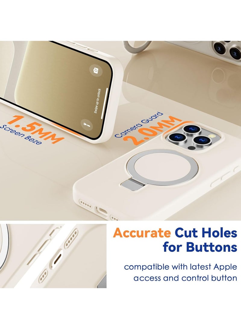 غطاء حماية من السيليكون مصمم لهاتف ايفون 16 برو 6.3 بوصة متوافق مع الشحن اللاسلكي ماكسيف 3 في 1 [مغناطيسي + حامل + حامل حلقي] غطاء نحيف مع ستاند مخفي - Image 5