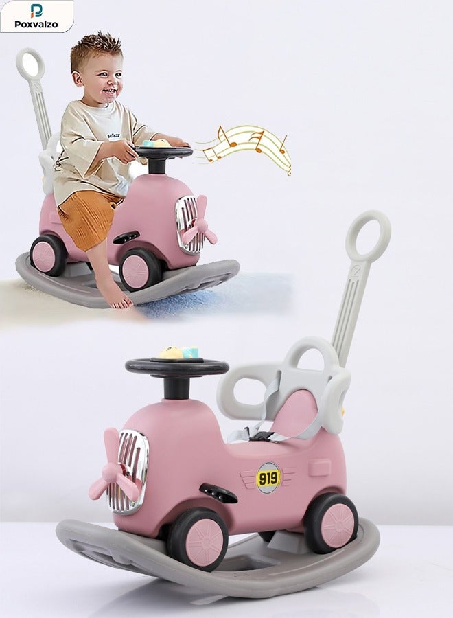 Poxvalzor Rocking Horse Toys, Multifunctional Baby Rocking Horse, 3 In 1 Interactive Rocking Horse With Push Rod, Fun Baby Rocking Chair With Rocking And Sliding Way, Detachable Riding Rocking Animal, Easy To Rock And Assemble - Image 1