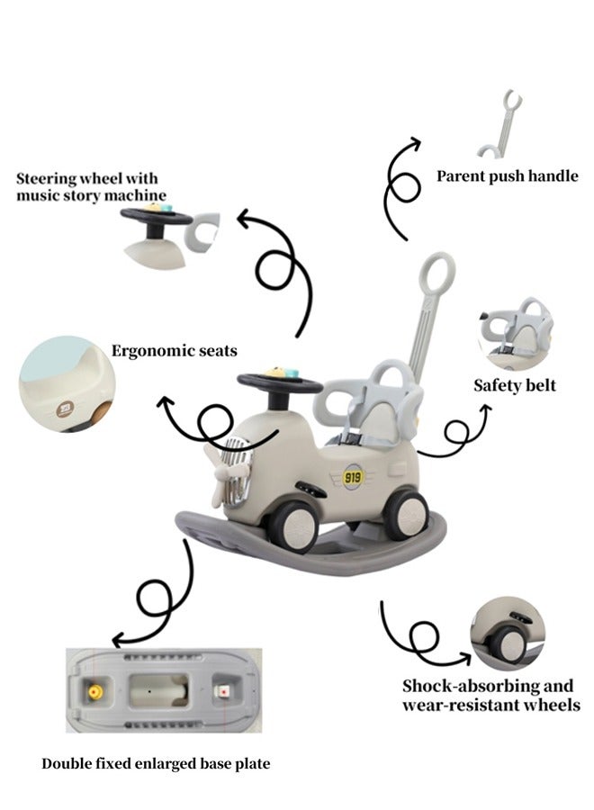 Poxvalzor Rocking Horse Toys, Multifunctional Baby Rocking Horse, 3 In 1 Interactive Rocking Horse With Push Rod, Fun Baby Rocking Chair With Rocking And Sliding Way, Detachable Riding Rocking Animal, Easy To Rock And Assemble - Image 3