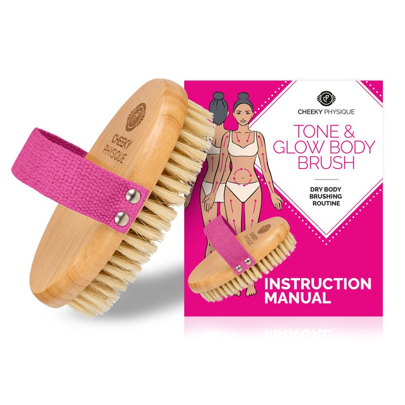 Cheeky Physique Tone & Glow Body Brush - Dry Brush for Cellulite and Lymphatic Drainage with Natural Bristles for Exfoliation and Skin Tightening - Image 2