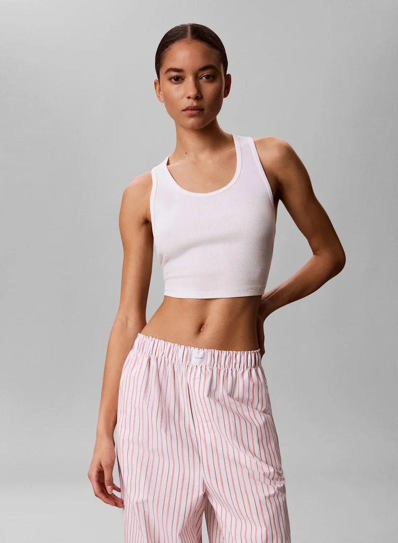 Calvin Klein AURORA STRIPE PEACH BLISS Cotton Poplin Pyjama Pants for Women | Best Price UAE