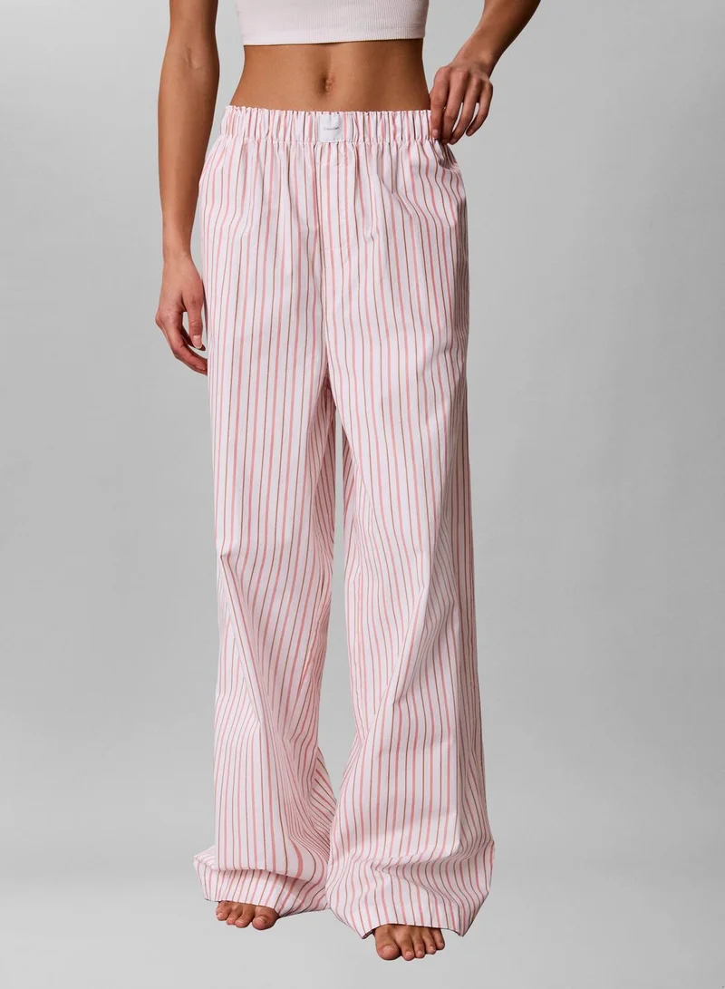 Calvin Klein AURORA STRIPE PEACH BLISS Cotton Poplin Pyjama Pants for Women | Best Price UAE
