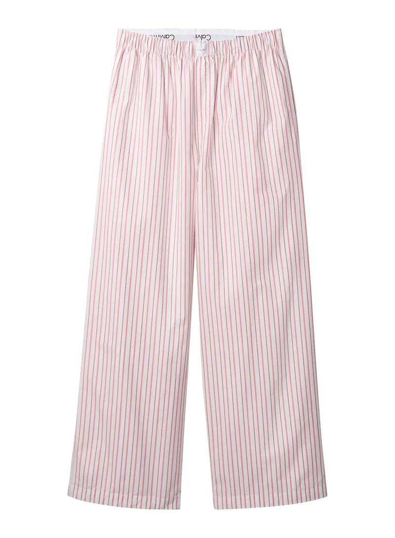 Calvin Klein AURORA STRIPE PEACH BLISS Cotton Poplin Pyjama Pants for Women | Best Price UAE